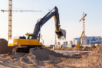 Excavator working at a construction site